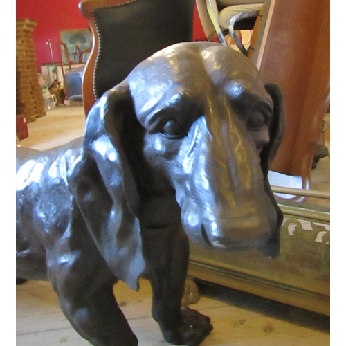 220 - Life Size Bronze Sculpture of Dog Attractively Detailed and Modelled Approximately 32 Inches Wide