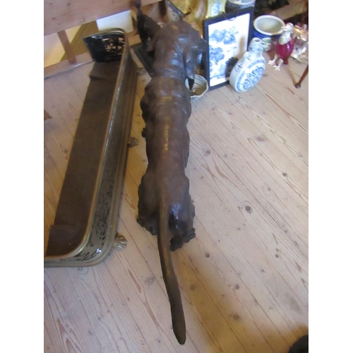220 - Life Size Bronze Sculpture of Dog Attractively Detailed and Modelled Approximately 32 Inches Wide
