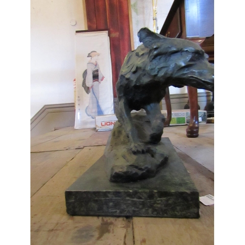 221 - Bronze Sculpture of Fox on Rectangular Form Marble Base Approximately 12 Inches Wide