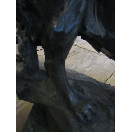 221 - Bronze Sculpture of Fox on Rectangular Form Marble Base Approximately 12 Inches Wide