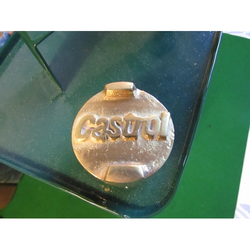 222 - Castrol Oil Jerry Can Enamel Decorated with Cast Brass Screw Top Approximately 15 Inches High