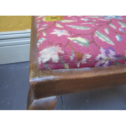 224 - Tapestry Inset Upholstered Piano Stool Edwardian Queen Anne Supports