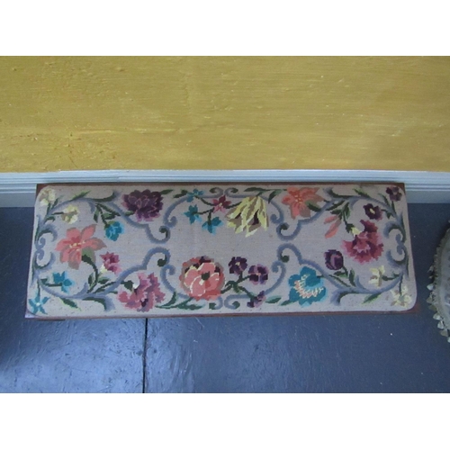 225 - Large Antique Mahogany Framed Window Bench with Inset Tapestry Seat Approximately 54 Inches Wide