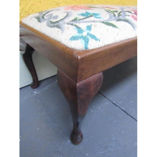 225 - Large Antique Mahogany Framed Window Bench with Inset Tapestry Seat Approximately 54 Inches Wide