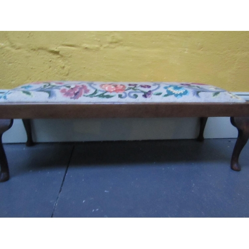 225 - Large Antique Mahogany Framed Window Bench with Inset Tapestry Seat Approximately 54 Inches Wide