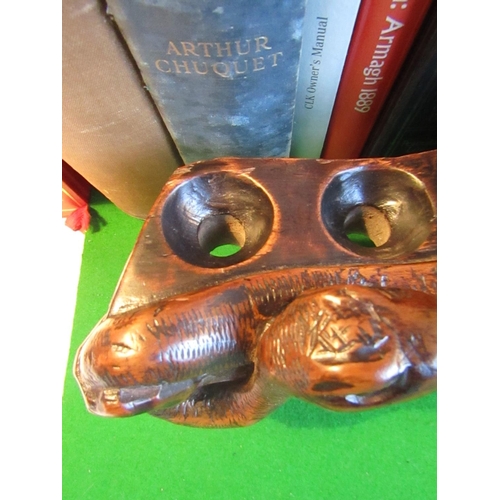 227 - Antique Dublin Signed Blackamoor Motif Decorated Pipe Holder Approximately 12 Inches Wide