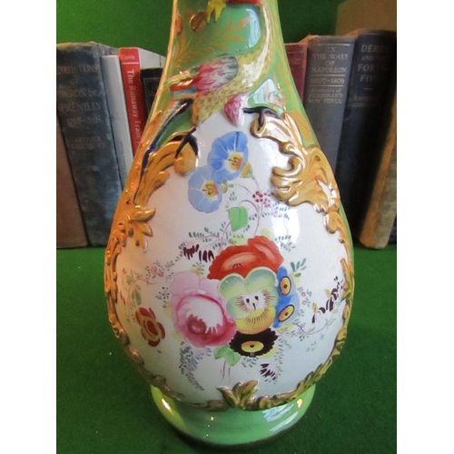 228 - Sevres French Porcelain Green Ground Bottle Shaped Form Attractively Detailed and Gilded