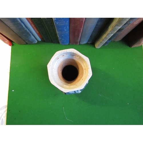 238 - Oriental Blue and White Shaped Form Vase Decorated with Various Characters Hexagonal Base Approximat... 