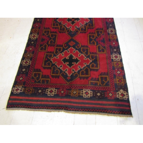 44 - Persian Pure Wool Rug Geometric Pattern Decoration with Twin Medallion Centre Motifs Approximately 6... 