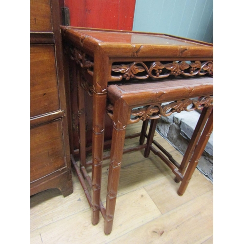 51 - Set of Four Carved Hardwood Graduated Form Occasional Tables Largest Approximately 16 Inches Wide x ... 