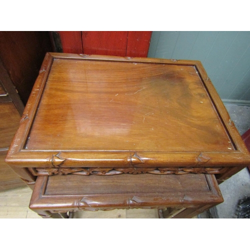 51 - Set of Four Carved Hardwood Graduated Form Occasional Tables Largest Approximately 16 Inches Wide x ... 