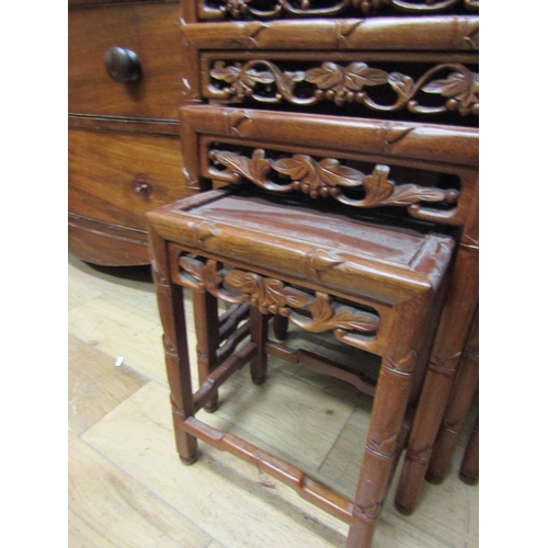 51 - Set of Four Carved Hardwood Graduated Form Occasional Tables Largest Approximately 16 Inches Wide x ... 