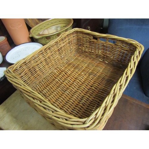 64 - Collection of Various Fired Earthenware Good Quality including Serving Tray and Weaved Wicker Carry ... 