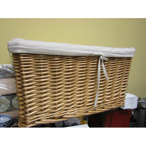 68 - Collection of Various Items including Wicker Carry Basket Blue and Whiteware Old Floral Engraving La... 