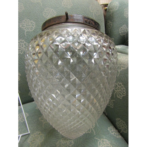 69 - Vintage Hobnail Cut Crystal Globe Form Ceiling Light Approximately 12 Inches High