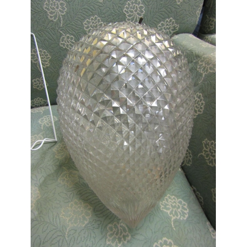 69 - Vintage Hobnail Cut Crystal Globe Form Ceiling Light Approximately 12 Inches High