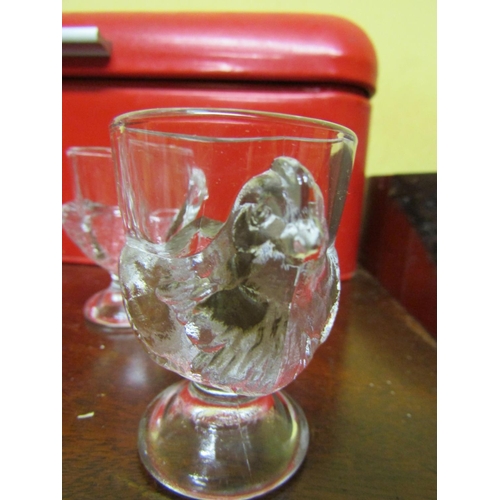 70 - Set of Six Crystal Goblets with Chicken Motif Decoration Possibly French Each Approximately 4 Inches... 