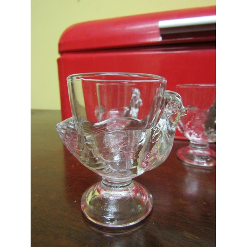 70 - Set of Six Crystal Goblets with Chicken Motif Decoration Possibly French Each Approximately 4 Inches... 