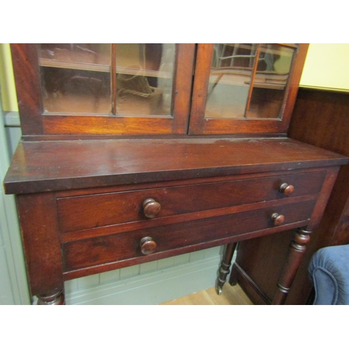 73 - Irish William IV Mahogany Glazed Two Door Bookcase Side cabinet with Twin Drawers Below Approximatel... 