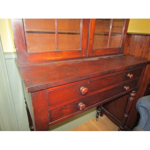 73 - Irish William IV Mahogany Glazed Two Door Bookcase Side cabinet with Twin Drawers Below Approximatel... 