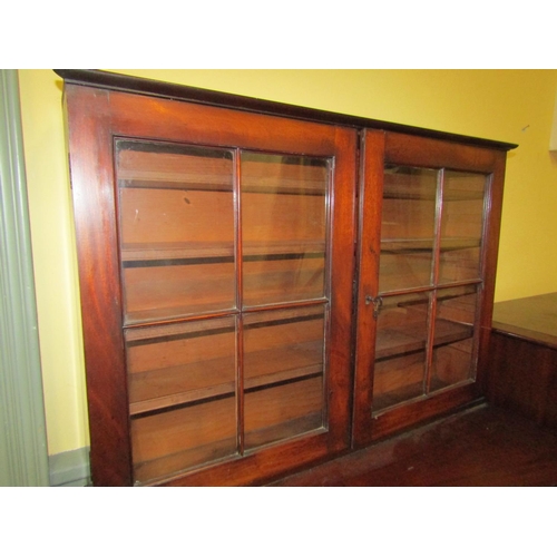 73 - Irish William IV Mahogany Glazed Two Door Bookcase Side cabinet with Twin Drawers Below Approximatel... 