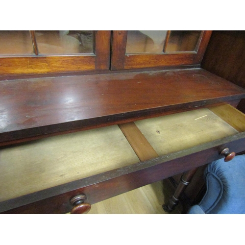 73 - Irish William IV Mahogany Glazed Two Door Bookcase Side cabinet with Twin Drawers Below Approximatel... 