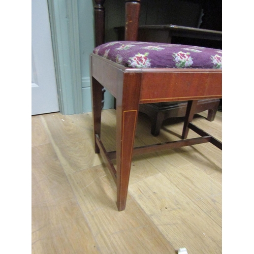 75 - Edwardian Mahogany Framed Stool with Satinwood String Inlay Upholstered Seat Approximately 20 Inches... 