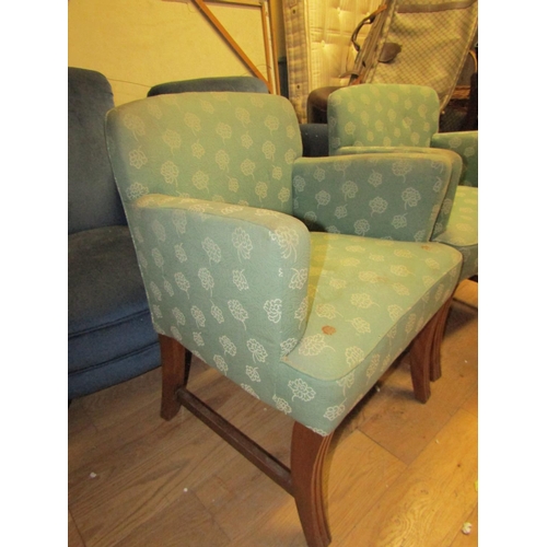 79 - Pair of Upholstered Armchairs Sabre Form Supports Each Approximately 22 Inches Wide