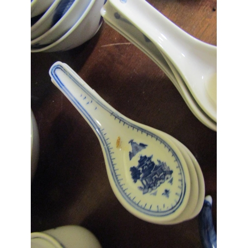 8 - Collection of Eastern Blue and White Tableware Attractive Form Quantity As Photographed including Ba... 