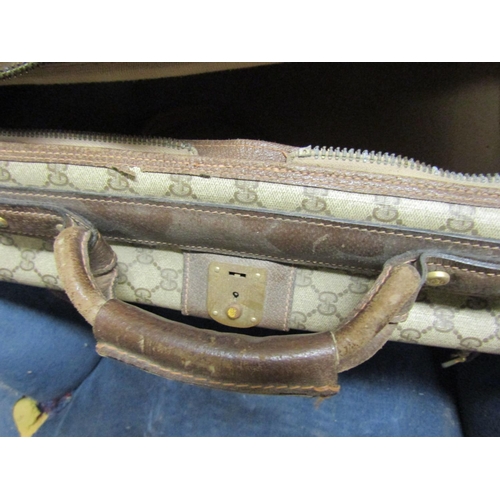 80 - Gucci Leather Suitcase Approximately 30 Inches Wide Brass Clasps etc