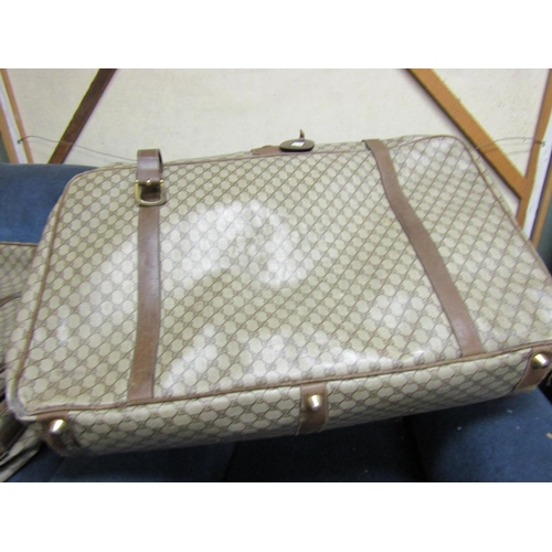 81 - Matching Gucci Leather Suitcase Approximately 30 Inches Wide Brass Clasps etc