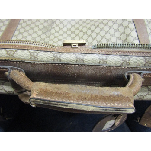 81 - Matching Gucci Leather Suitcase Approximately 30 Inches Wide Brass Clasps etc