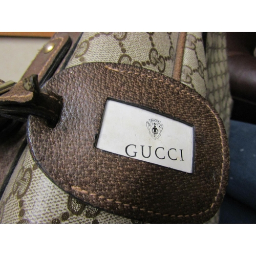 81 - Matching Gucci Leather Suitcase Approximately 30 Inches Wide Brass Clasps etc