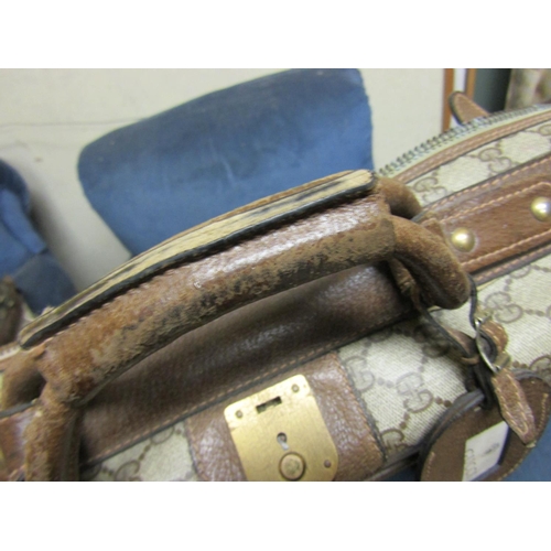 81 - Matching Gucci Leather Suitcase Approximately 30 Inches Wide Brass Clasps etc