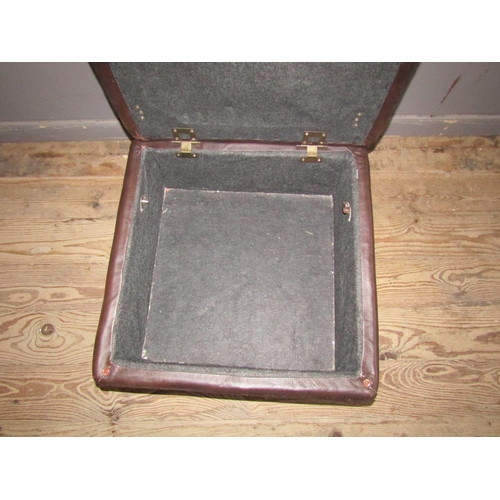 810 - Designer Leather Upholstered Lift Up Stool Square Form Approximately 20 Inches Square