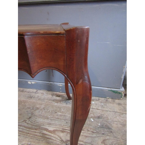 812 - Pair of Walnut Framed Leather Inset or End Tables Shaped Form Each Approximately 24 Inches Wide