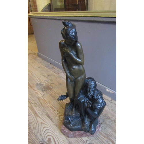 813 - Large Bronze Sculpture The Slave Seller with Nude Approximately 24 Inches High