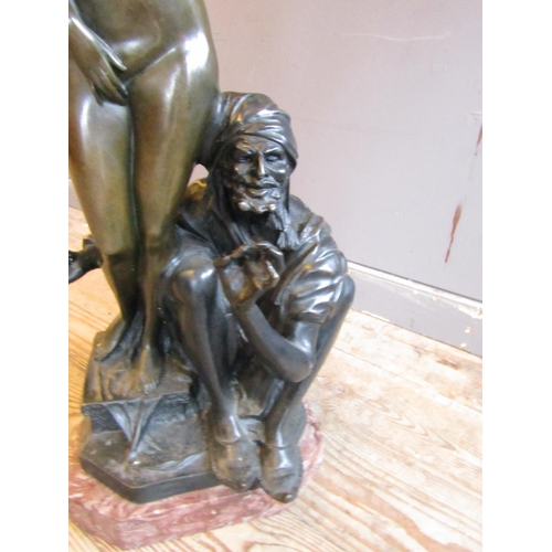 813 - Large Bronze Sculpture The Slave Seller with Nude Approximately 24 Inches High