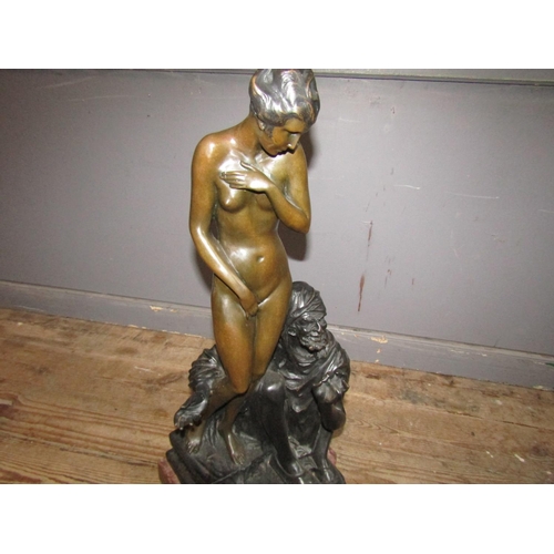 813 - Large Bronze Sculpture The Slave Seller with Nude Approximately 24 Inches High