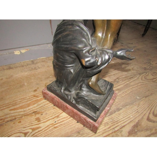 813 - Large Bronze Sculpture The Slave Seller with Nude Approximately 24 Inches High