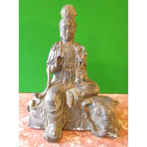 821 - Eastern Bronze Sculpture Seated Deity Approximately 9 Inches High