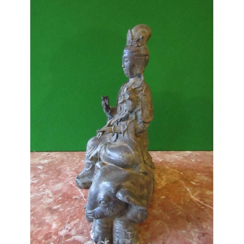 821 - Eastern Bronze Sculpture Seated Deity Approximately 9 Inches High