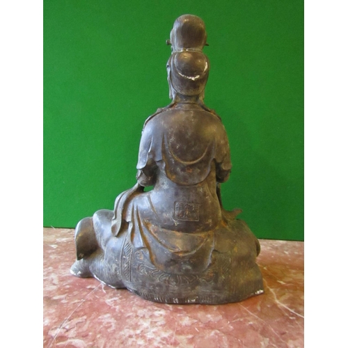 821 - Eastern Bronze Sculpture Seated Deity Approximately 9 Inches High