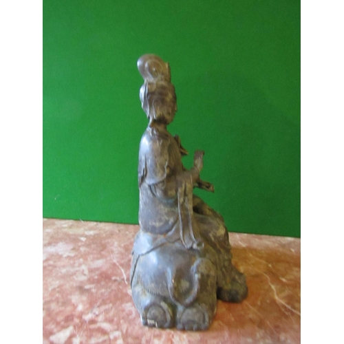 821 - Eastern Bronze Sculpture Seated Deity Approximately 9 Inches High