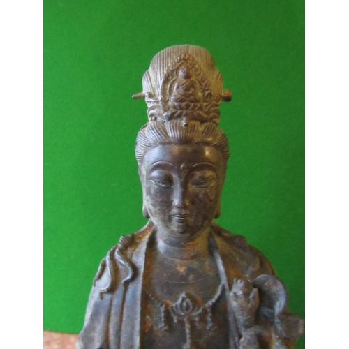 821 - Eastern Bronze Sculpture Seated Deity Approximately 9 Inches High