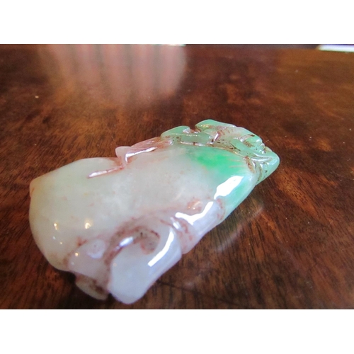 823 - Oriental Jade Carved Pendant Tapering Rectangular Form