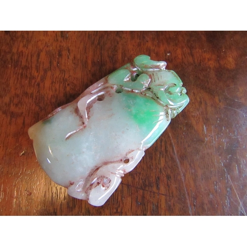 823 - Oriental Jade Carved Pendant Tapering Rectangular Form