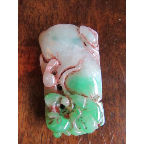 823 - Oriental Jade Carved Pendant Tapering Rectangular Form