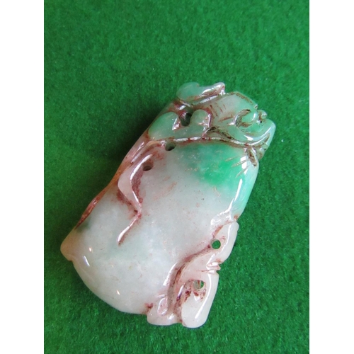 823 - Oriental Jade Carved Pendant Tapering Rectangular Form