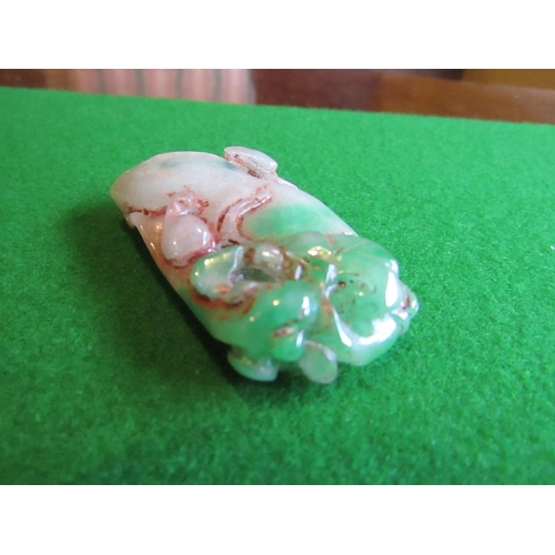 823 - Oriental Jade Carved Pendant Tapering Rectangular Form